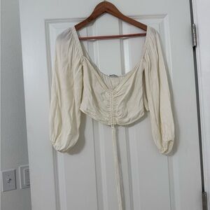 Reformation ruched Cream Women's crop Top